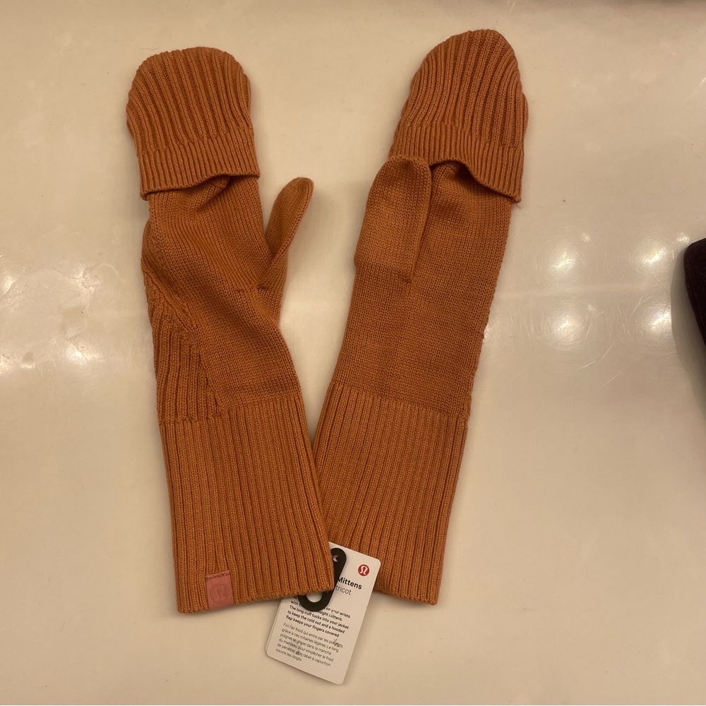 Lululemon Orange Knit Mittens